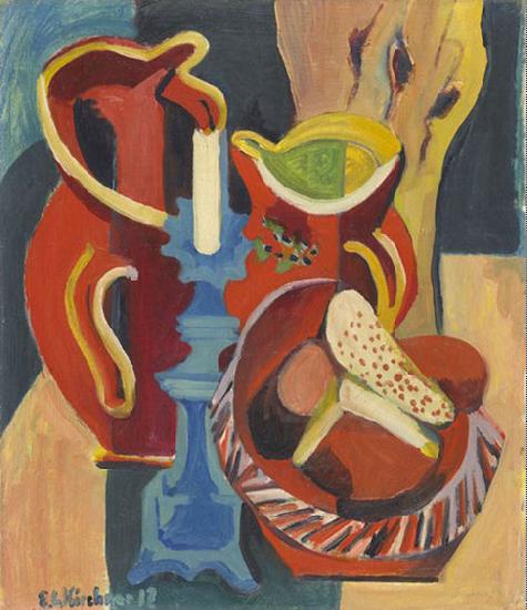 Ernst Ludwig Kirchner Stilleben mit Krugen und Kerzen Sweden oil painting art